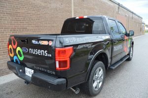 Toronto Car Wrap - Nusens Lettering & Decal Back View