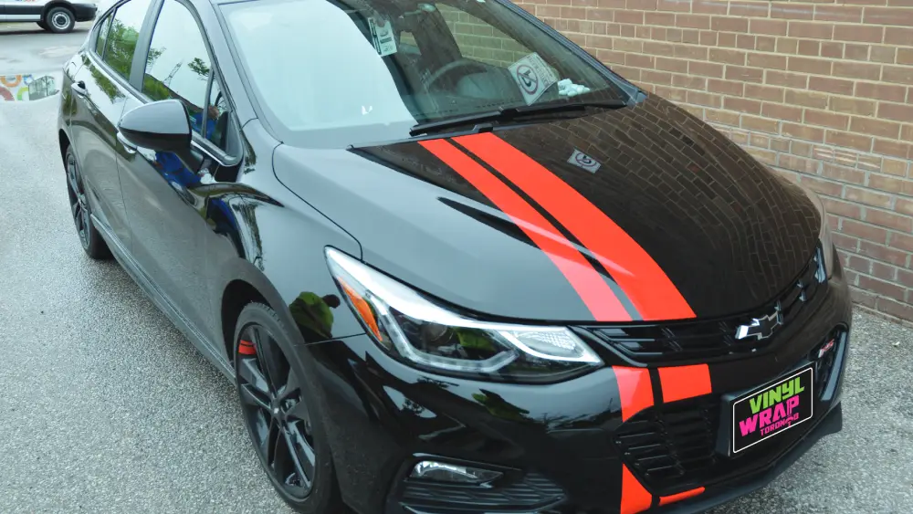 Cool Red Racing Stripes Vinyl Wrap Toronto 3M