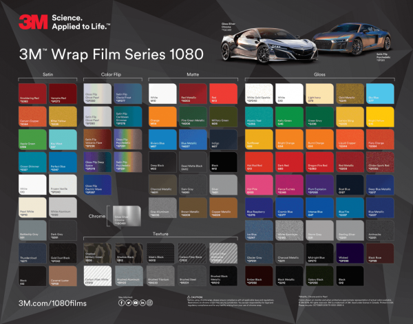 Car Wrap Colours - 3M Wrap Film Series 1080