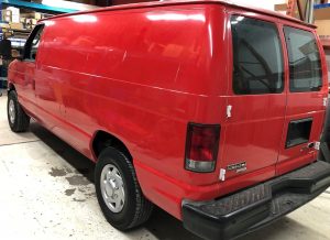 Vinyl Wrap Toronto Ford E150 2014 Removal Red White Van Before Rear - Vinyl Remove