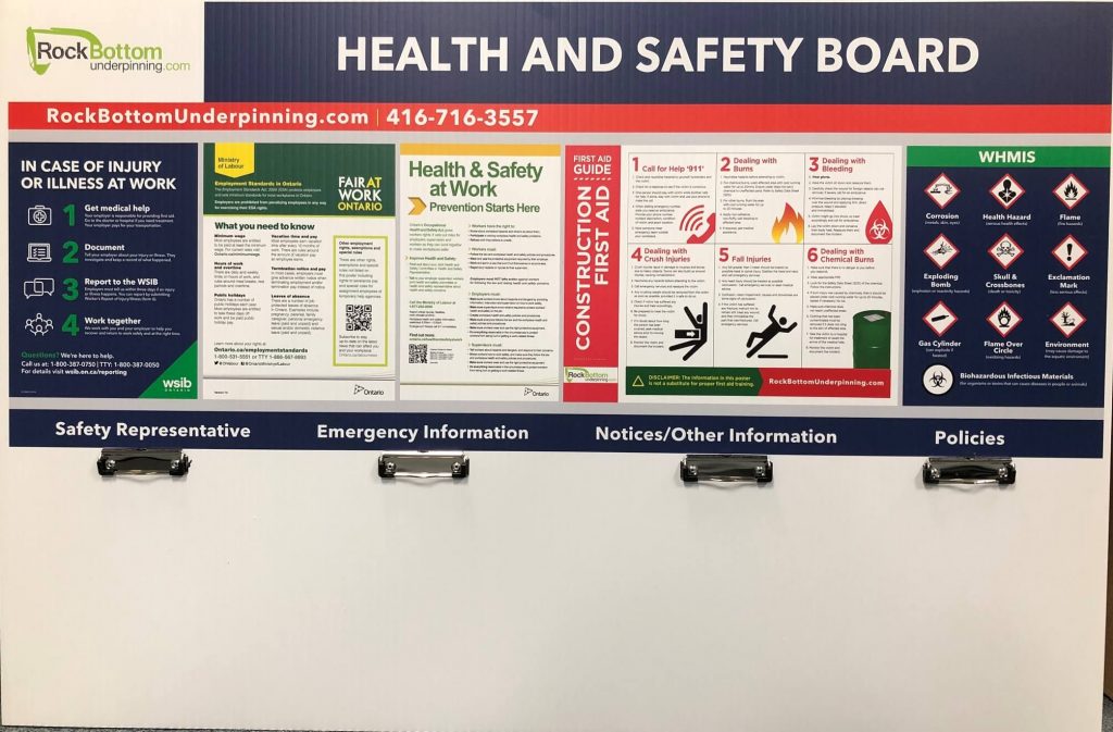 Vinyl Wrap Toronto Health and Safety Board RockBottom Work Emergency Information - Health Safety Signage Cost