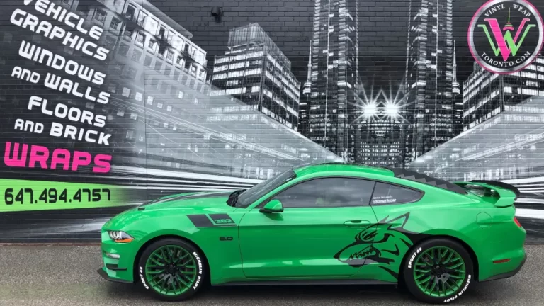 Vinyl Wrap Toronto Ford Mustang Coyote Green Decals Side After Close - Coyote Head Decals Cost