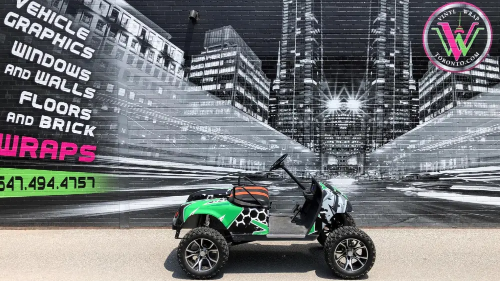 VinylWrapToronto Ezgo 2020 Avery Dennison Green Recreational Full Wrap Front After - Vehicle Wrap Cost