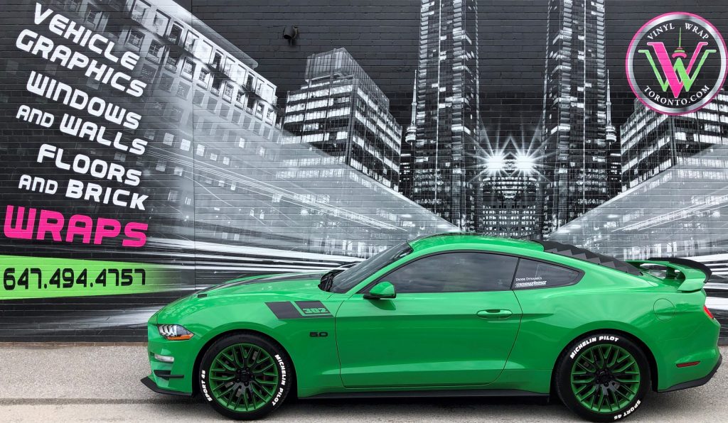 Vinyl Wrap Toronto Ford Mustang Coyote Green Decals Side Before - Vinyl Wrap Cost