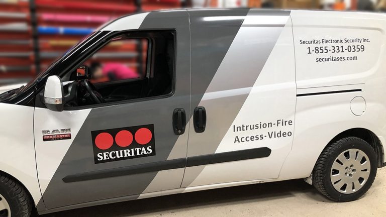Decals - Van - Securitas Ram ProMaster City Side After - Lettering - Vinyl Wrap Toronto - Vehicle Wrap in Etobicoke - Custom Vinyl Decals