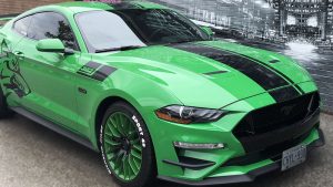 VinylWrapToronto Ford Mustang Coyote Green Decals Side After side view - Custom Vinyl Decals Cost