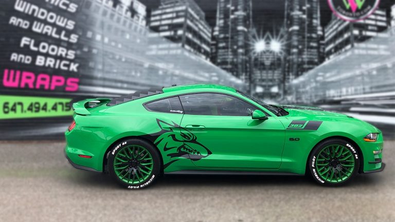 Ford Mustang Coyote 2019 Decals Personalside vinyl wrap Toronto - racing stripes, lettering, auto tinting, car wrap, GTA - Vehicle wrap Cost