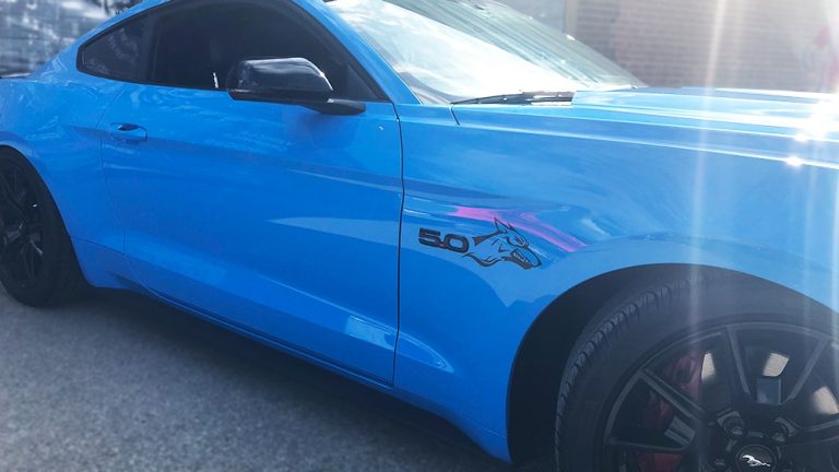 Ford Mustang Coyote 2020 Decals Personal side vinyl wrap Toronto - racing stripes, auto tinting, vehicle wrap, Brampton, Etobicoke - Vinyl Wrap Cost