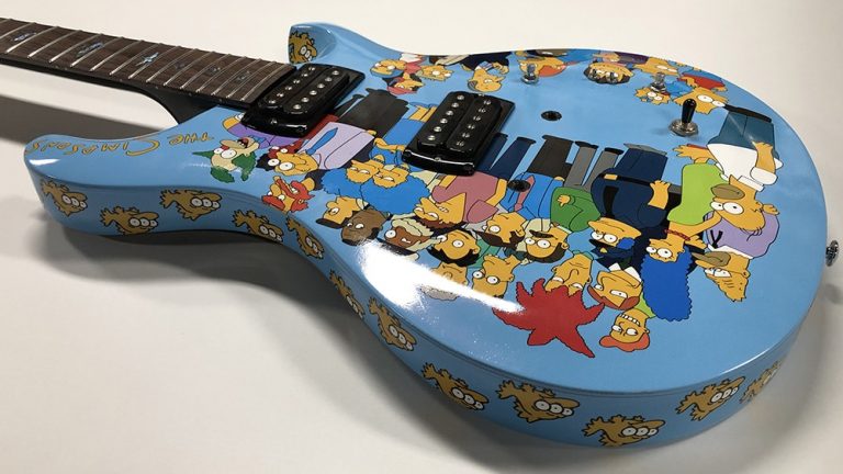 Full Wrap - Recreational Wrap - Guitar - The Simpsons Guitar Top Side After Blue Electric - Vinyl Wrap Toronto - Avery Dennison & 3M - Custom Guitar Wrap in Toronto GTA