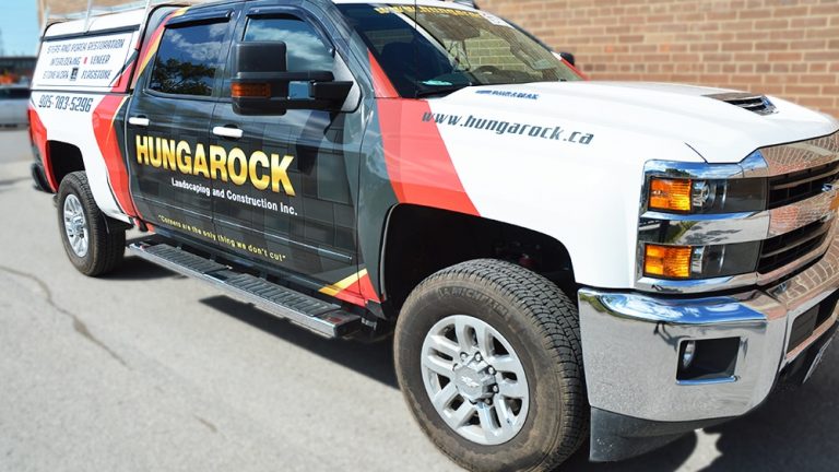 Partial Truck Wrap - Hungarock Seirra - Vinyl Wrap Toronto - Vehicle Wrap - Racing Stripes - Window Tinting - Lettering & Decals Cost