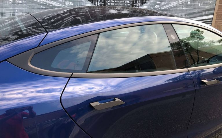 Vinyl Wrap Toronto Tesla Brushed Black Model S After Decals Side - Vehicle Wrap in Toronto - Custom Vinyl Wraps Cost