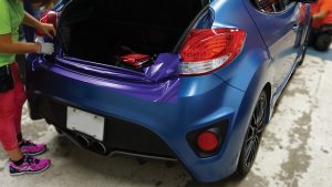 Hyundai Veloster 2016 - Vinyl Wrap Toronto - Full Car Wrap - Vehicle Wrap in GTA - Satin Purple - Before 2 - Tinting - Paint Protection - Truck Wraps - Car Wrap Cost
