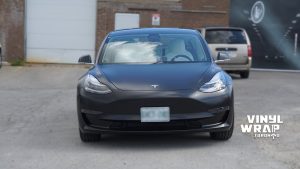 Tesla Model 3 2020 - Personal - Full Wrap - Vinyl Wrap Toronto - Front - Vehicle Wrap in Mississauga - Satin Black - Car wrap cost