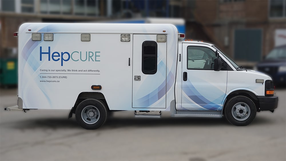 HepCURE - Chevrolet Ambulance - VinylWrapToronto.com - Custom Full Vinyl Wrap - Avery Dennison - Side - Vinyl Wrap Cost