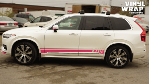 Volvo XC90 - Hot Pink Decals - Racing Stripes - Avery Dennison - Lettering & Decals - Best Car Wrap in Toronto - Vinyl Wrap Toronto - Side - Custom decals - Avery and 3M Vinyl cost