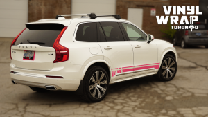 Volvo XC90 - Hot Pink Decals - Racing Stripes - Avery Dennison - Lettering & Decals - Best Car Wrap in Toronto - Vinyl Wrap Toronto - Back Side - Custom Car Wrap Cost in GTA - Avery and 3M vinyl