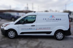 Ford Transit Connect Van Decals and Lettering - Critical Med Medical Logistics - Avery Dennison - Best Vehicle Wrap in Toronto - Side - Custom Car Wrap