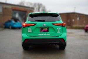 Toyota Highlander Hybrid - Full Car Wrap - Commercial Wrap - 680 News - VinylWrapToronto.com - Best Vehicle Wrap in Toronto - Back - Avery and 3M vinyl wrap