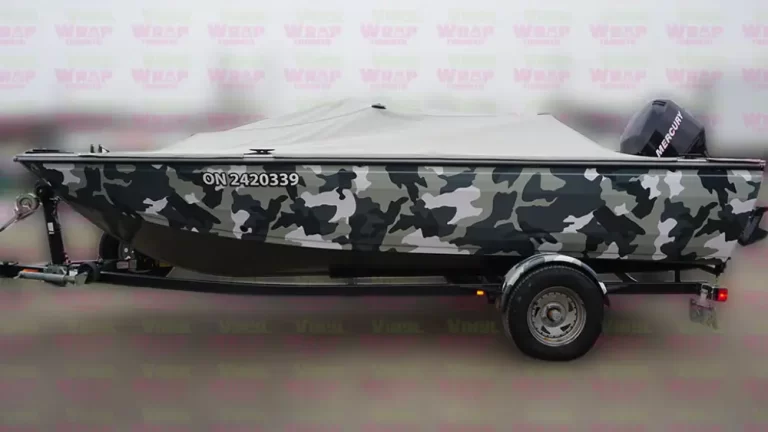 16 Foot 2007 Crestliner Boat - Full Boat Wrap - Custom Camouflage Vinyl Boat Wrap - VinylWrapToronto.com - Lettering & Decals - Best in GTA