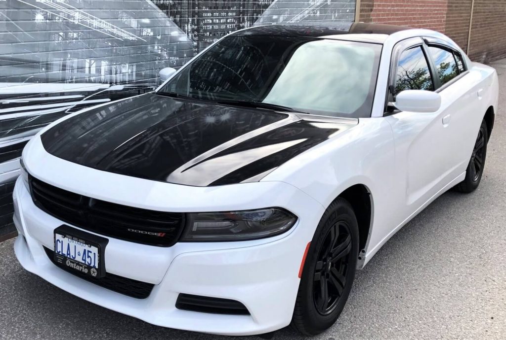 VinylWrapToronto Dodge Charger Black Gloss Partial Wrap Avery Dennison 2020 - Car Branding