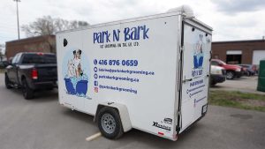 Custom Decals - Park n Bark Pet Grooming On The Go - Trailer - Driver Side Back Angle
