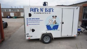 Custom Decals - Park n Bark Pet Grooming On The Go - Trailer - Passenger Side