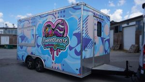 Sweetheart Ice Cream and Treats - Trailer Decals - Passenger Side Front Angle