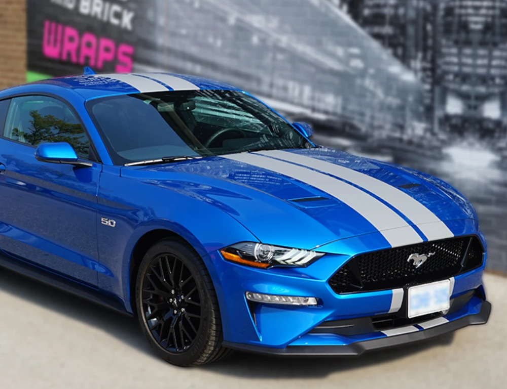 Mustang Wrap - Ford Wraps in Toronto - White Racing Stripes