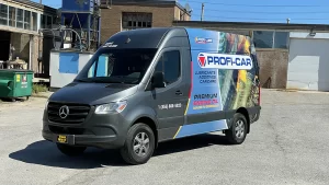 Partial Wrap - Mercedes Benz Sprinter High Roof - Avery Dennison - Canada Profi Lubricants Inc - Driver side Front View