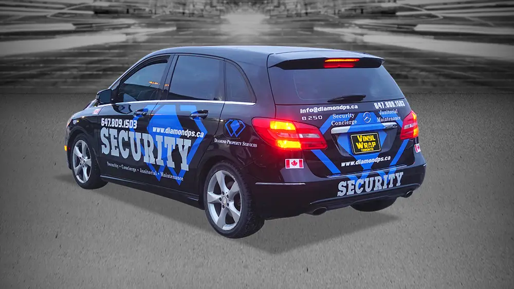 Commercial Decals and Lettering - Mercedes Benz B250 - Reflective Text & Avery Dennison Printable - Diamond Property Security