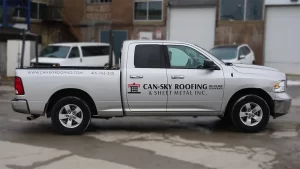 Lettering & Decals - RAM 1500 Silver - Avery Dennison - CanSky Roofing - Passenger Side