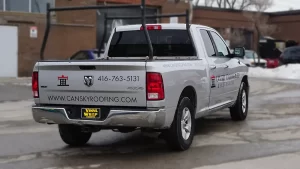 Custom Decal Stickers - RAM 1500 Silver - Avery Dennison - CanSky Roofing - Passenger Side Back