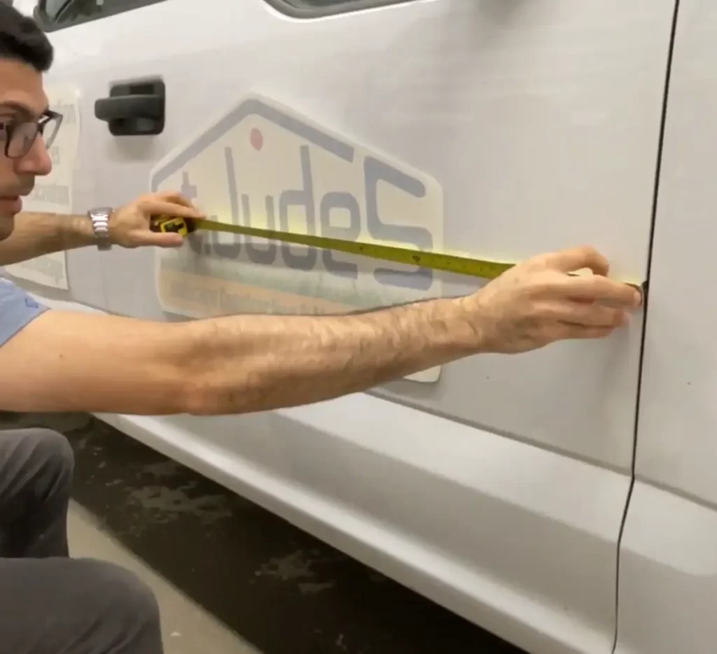 Align the decals using measuring tape