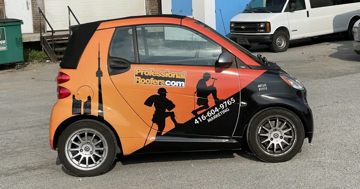 Professional Roofers Smart Car - Commercial Full Car Wrap by Vinyl Wrap Toronto