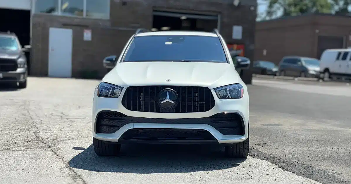 Owen Tippett's Mercedes GLE Full Wrap Colour Change from Gloss Black to Satin Pearl White - After - Front