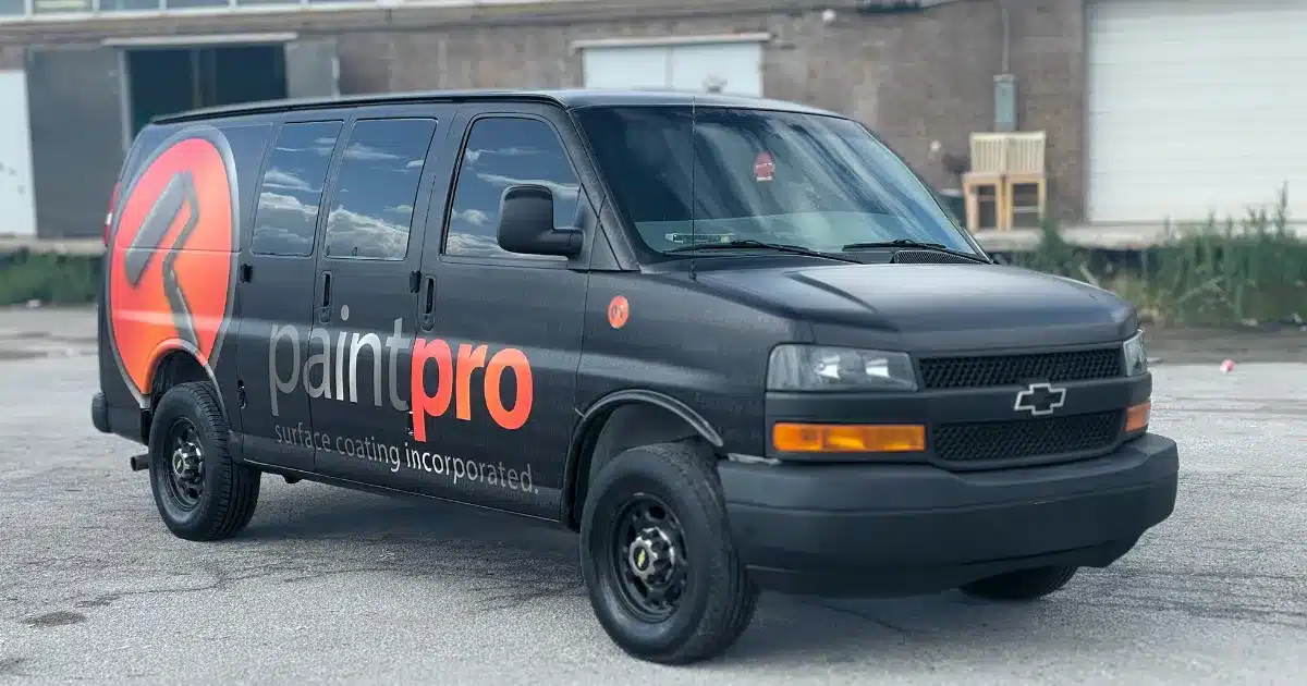 Paint Pro's Chevy Express Vinyl Wrap - After - Side Angle View