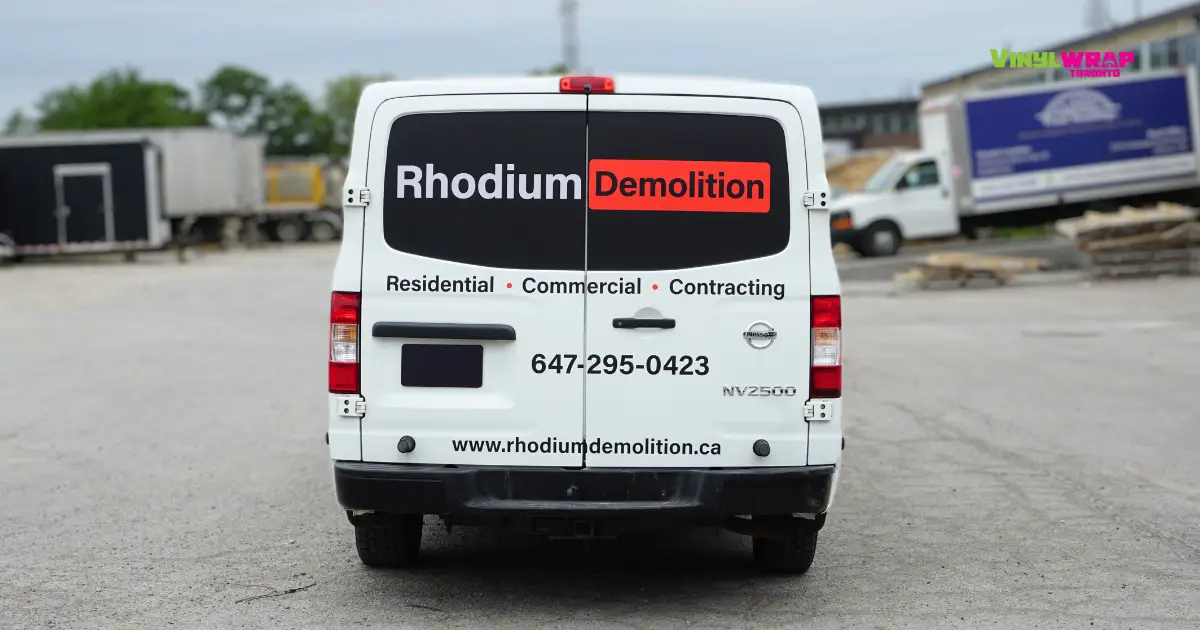 Nissan NV2500 Van Partial Wrap by Vinyl Wrap Toronto for Rhodium Demolition - After - Back View
