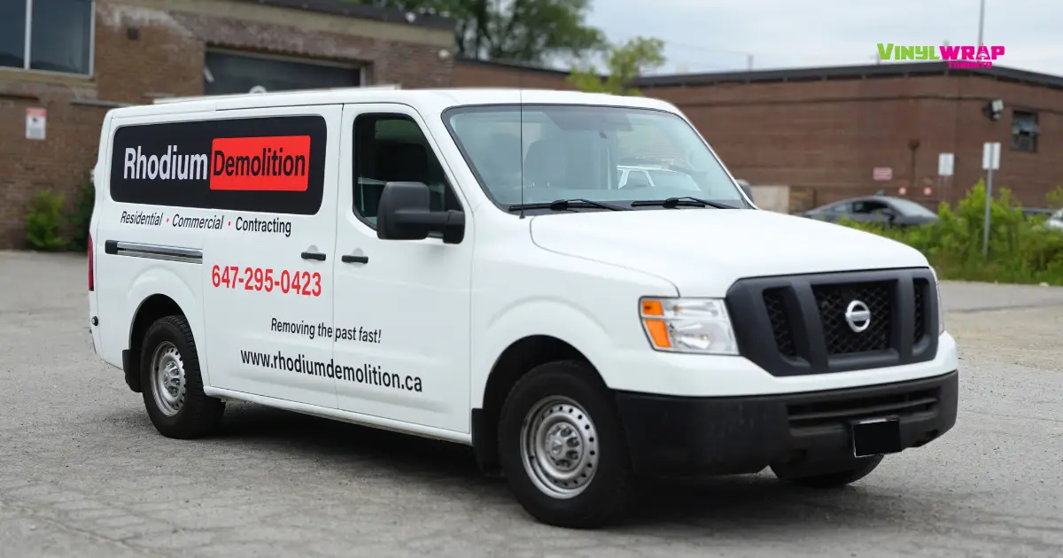 Nissan NV2500 Van Partial Wrap by Vinyl Wrap Toronto for Rhodium Demolition - After - Front Angle