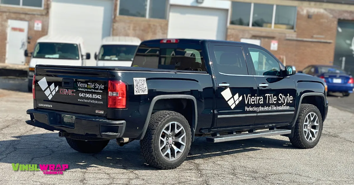 Custom GMC Sierra Truck Decals for Vieira Tile Style - After - Back Side View