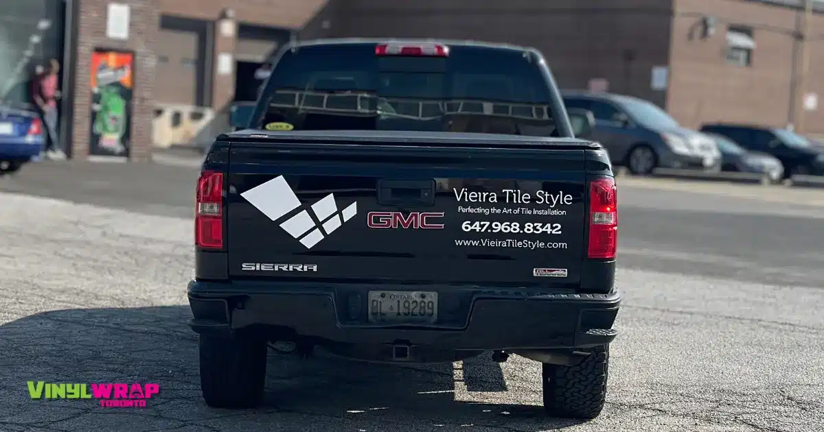 Custom GMC Sierra Truck Decals for Vieira Tile Style - After - Back View