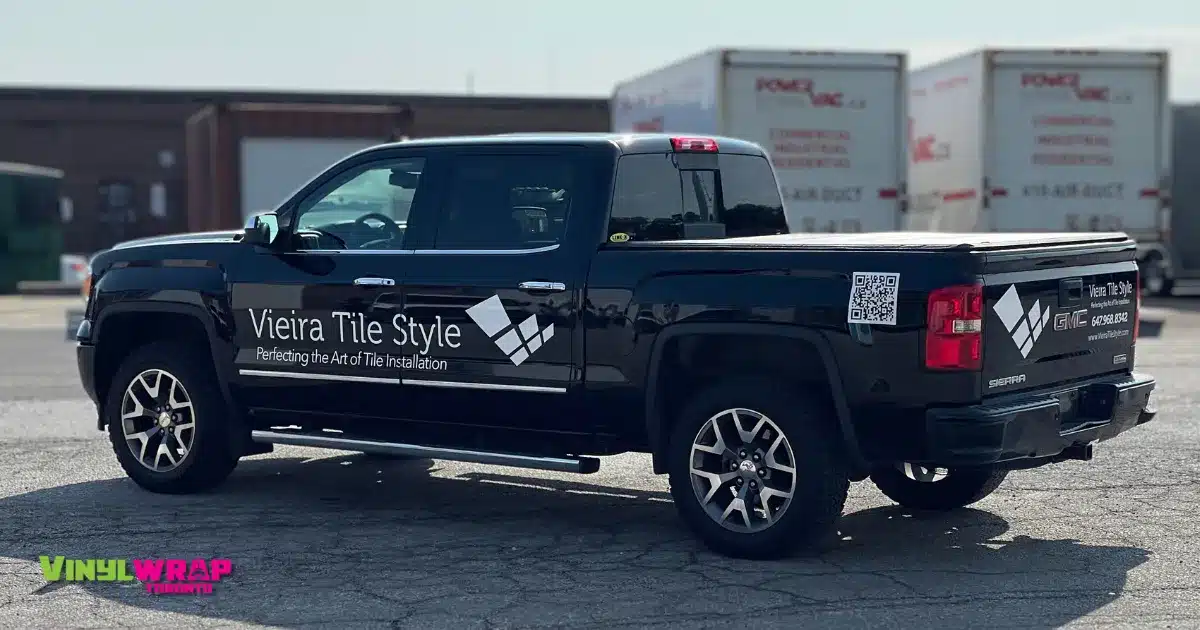 Custom GMC Sierra Truck Decals for Vieira Tile Style - After - Side Angle View