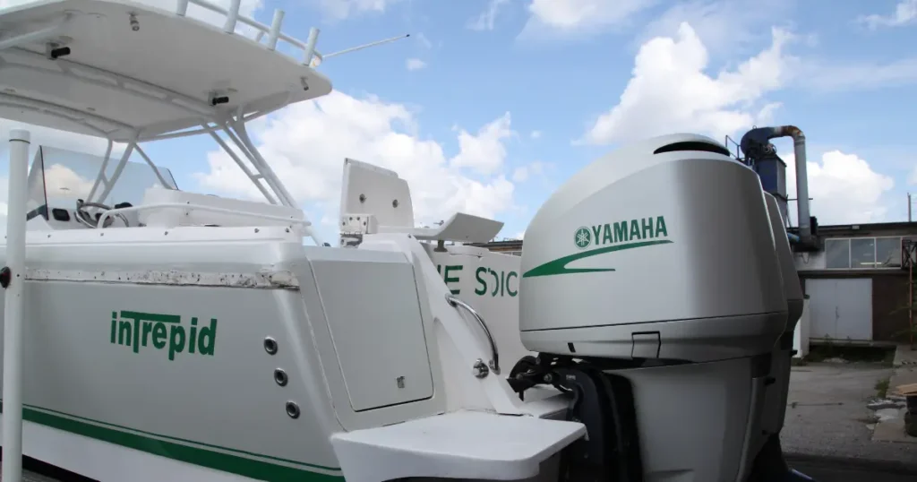 Close-up shot displaying boat decals