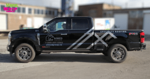 Aimed Group Ford F250 Lettering and Decals Vinyl Wrap Toronto Driver's Side