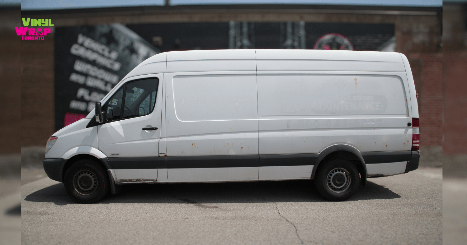 Moving Forces Pro Mercedes Express Decals Driver's Side before