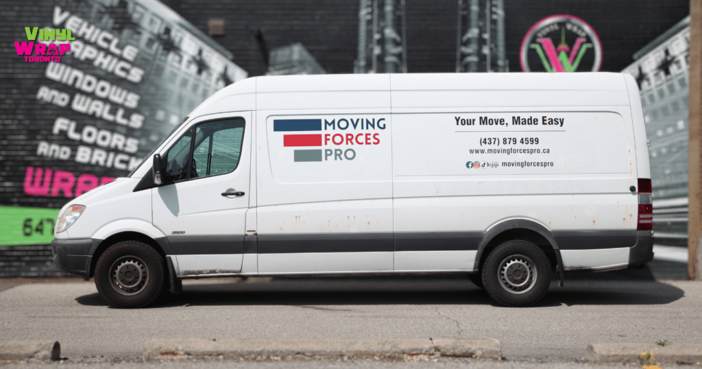 Moving Forces Pro Mercedes Express Lettering and Decals By Vinyl Wrap Toronto Driver's Side