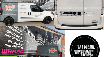 Vinyl Wrap Toronto Ram ProMaster City 2019 Avery Dennison White Van Partial Zuccarini Collage - Partial Van Wrap