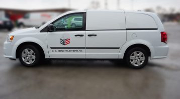 Dodge Caravan - Van Decals - Vehicle Decals - VinylWrapToronto.com - B&E Construction - Side - Vinyl Van Decals cost