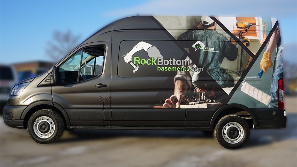Ford Transit 250 High Roof - Full Van Wrap - VinylWrapToronto.com - RockBottom - After Side - Commercial Vehicle Wrap Cost
