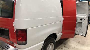 Vinyl Wrap Toronto Ford E150 2014 Removal Red White Van Before Side - Vinyl Remove