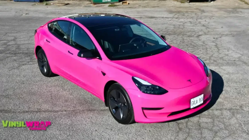 Tesla Model 3 - Full Colour Change Wrap to Pink - Vinyl Wrap Toronto